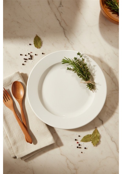 Tuna Servis Tabağı Yanaklı 25 Cm Krem Rinart