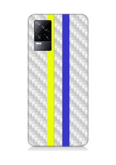 Vivo V21e Uyumlu Sarı Lacivert Metal Motif Desenli Silikon Kılıf