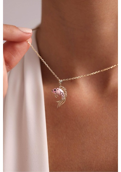 Pembe Mineli Balık Kolye Ucu