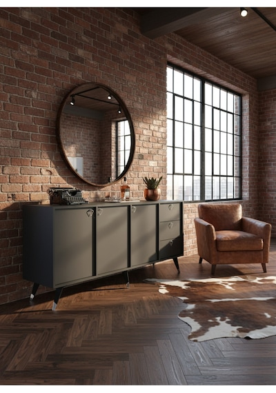 Resital Konsol - Sk2001-4 - Silver Modern 180 Cm Çekmeceli Ve Kapaklı Salon Konsolu - Büfe Antrasit Resital Konsol - Sk2001-4 - Silver Modern 180 Cm Çekmeceli Ve Kapaklı Salon Konsolu - Büfe Antrasit