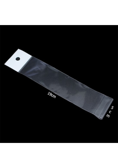 100 Adet 5x19cm Askılı Bantlı Jelatin Torba Poşet DAR UZUN POŞET
