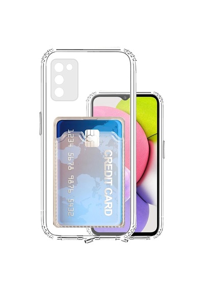 Kvy Samsung Galaxy Uyumlu A03s Kamera Korumalı Kartlıklı Setra Şeffaf Silikon Kılıf