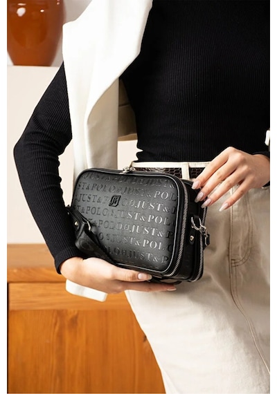 Just Polo Kadın Ayarlanabilir Askılı Su Geçirmez Lüks Omuz Çantası Shoulder Bag Ebat: 16 X 26 Cm Siyah