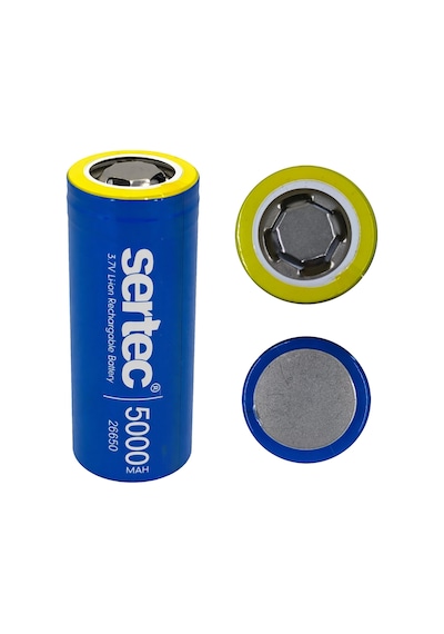 Sertec 26650 Şarjlı Pil 5000mah 3.7v Li-ion Başlıksız Düz 4lü