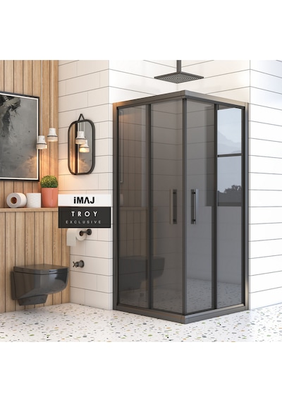 İmaj Banyo Troy Füme Cam Kare Duşakabin Siyah