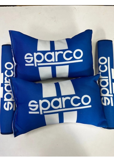 Mavi Sparco İkili Yastık Ve Kemer Kılıfı Seti
