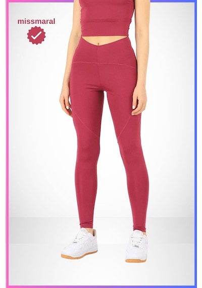 Missmaral Slim Fit Tayt Yüksek Bel Toparlayıcı Mürdüm Spor Model Flatlock Dikiş Detaylı Oslo 1090 MÜRDÜM
