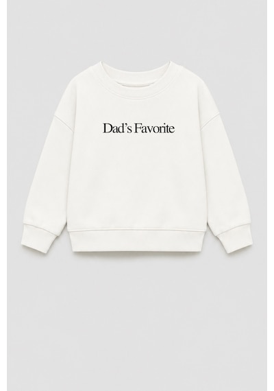 Monila Unisex Çocuk 3 İplik Kumaş Slogan Baskılı Sweatshirt Ekru