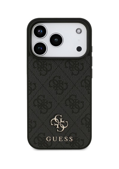 Apple iPhone Uyumlu 18 Pro  Kılıf Guess  Lisanslı M-safe Şarj Özellikli Small 4g Classic Kapak Siyah