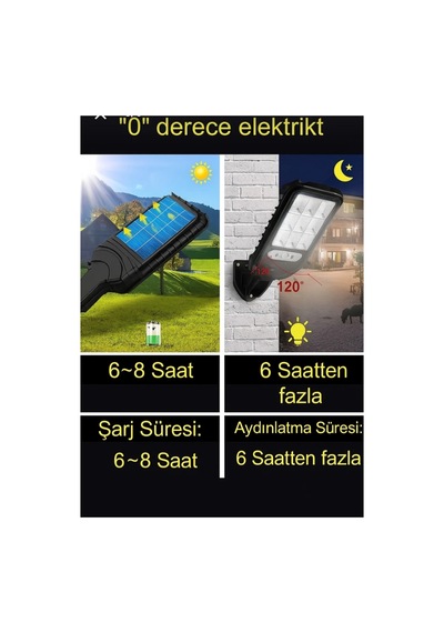 4 Adet Solar Güneş Enerjili 120 Ledli 3 Modlu Hareket Sensörlü Su Geçirmez Lambası 2400mah.