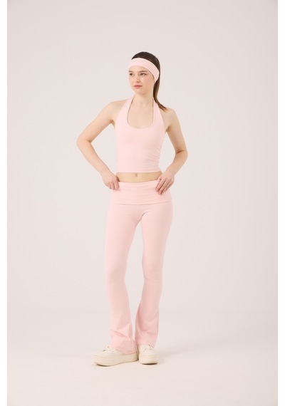 Holly Lolly Beli Kıvrımlı Flare Ellen Tayt Pantolon Pembe