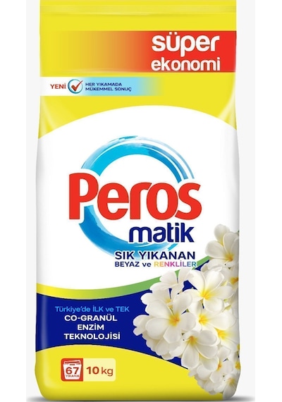 Peros Matik Sık Yıkananlar Yasemin Çiçeği Toz Deterjan 10 KG