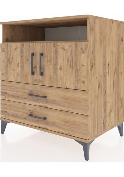 Kronos Şifonyer 3 Raflı 2 Çekmeceli 2 Kapaklı 88x59x96 Çam-çam Çam
