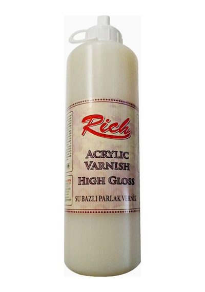 Su Bazlı Vernik Parlak High Gloss Acrylic Varnish 500 Cc. Ekonomik Boy Şeffaf