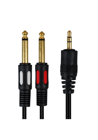 1.5 Metre 3.5mm Stereo Aux To 2x 6.3mm Mono Çivi Enstrüman Kablosu Erkek