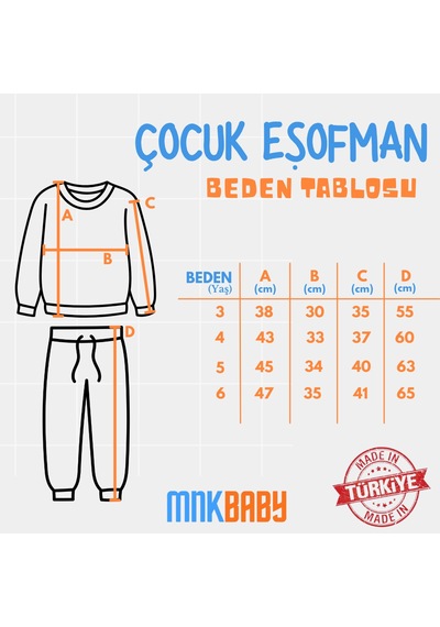 Mnk Baby & Kids Baskılı Erkek Kapüşonlu Çocuk Eşofman Mnk0627 Mavi