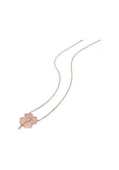 Brezza Lusso Jewelry  Luck Serisi Dört Yaprak Caoverleaf Gümüş Kadın Kolye 45 CM 45 CM