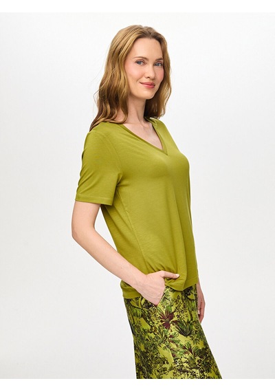 Faik Sönmez V Yaka Kısa Kol T-shirt W27tsh001 Bw27tsh001196 Matcha