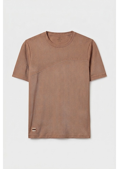 Tommy Life Kahverengi Rahat Form Yüzeyi Dokulu Ön Dikiş Detaylı Erkek T-shirt - 88437