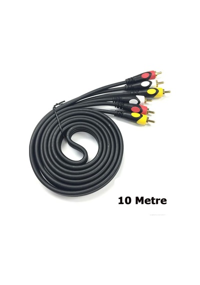 10M 3 Rca To 3Rca Ses Video Sinyal Kablosu - Özel Bakır Seri
