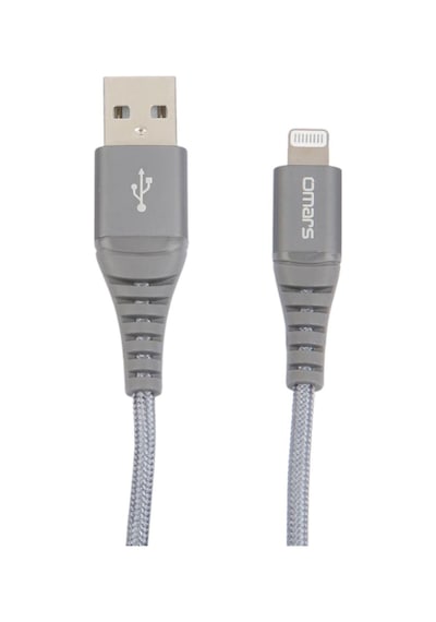 Omars MFI Sertifikalı USB to Lightning iPhone / Apple Uyumlu iPad  Hızlı Şarj ve Data Kablosu 1 Metre Gri