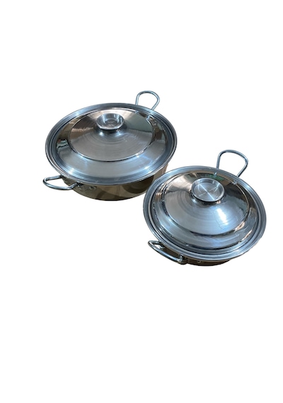 Mobilreyon Alüminyum Kızartma,pilav,karnıyarık,kamp Tavası 2'li Set 24 Cm-32 Cm-kapaklı Tava Gümüş