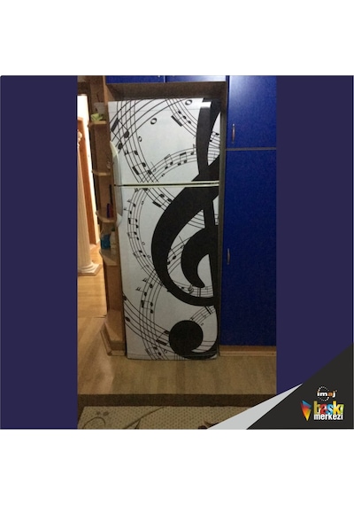 Nota Müzik Buzdolabı-Bulaşık Makinesi Kapak Sticker Folyo Kaplama