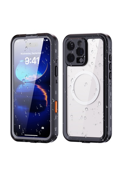 Apple Uyumlu iPhone 16 Pro Max Kılıf 360 Ön Ve Arka Koruyucu Kapak Su Geçirmez 1-1 Silikon Zırhlı Kapak Siyah