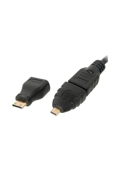 Alfais 4699 1.5 m 1.4V HDMI Kablo + Mini Micro Uç 3in1 Çevirici Dönüştürücü Adaptör Kablosu