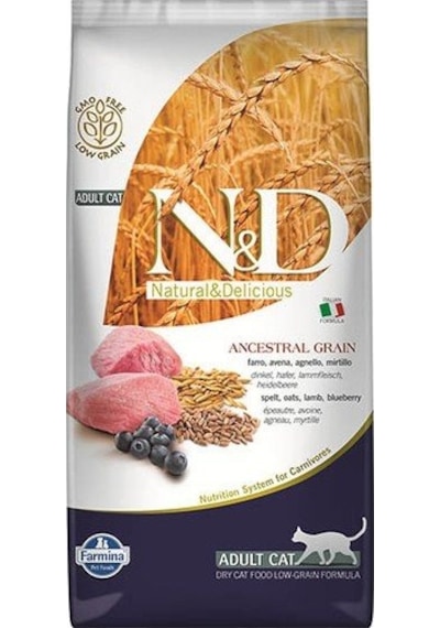 N&D Düşük Tahıllı Kuzu Etli ve Yaban Mersinli Yetişkin Kedi Maması 5 KG