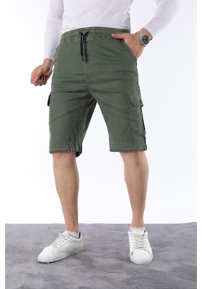 Erkek Comfort Fit Keten Bel Lastikli Cepli Kapri Şort Çok Renkli