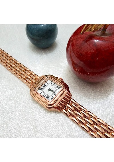 , Rose Gold Rengi, Roma Rakamlı, Modern Tasarım, Retro Tasarım, Hediyelik, Kadın Kol Saati Altın