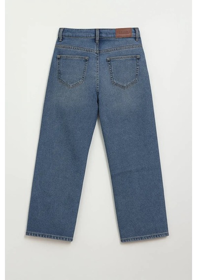 Blue White Kadın Yüksek Bel Wide Leg Mavi Jean Pantolon Mavi 28