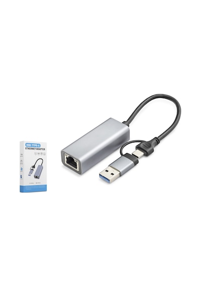 Usb 3.0 & Type-c Ethernet Adaptör Gigabit - Gri Hdx7863