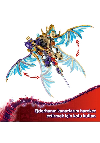 LEGO® NINJAGO® Odak Ark Ejderhası 71836 - 9 Yaş ve Üzeri Çocuklar için 8 Ninja Minifigürü İçeren Yaratıcı Oyuncak Yapım Seti (869 Parça)