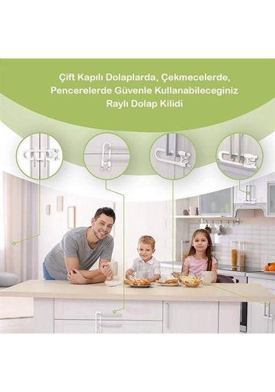 River World Bebek Çocuk Çekmece Ve Dolap Koruma Raylı Güvenlik Sistemi Emniyet Kilidi Çok Renkli
