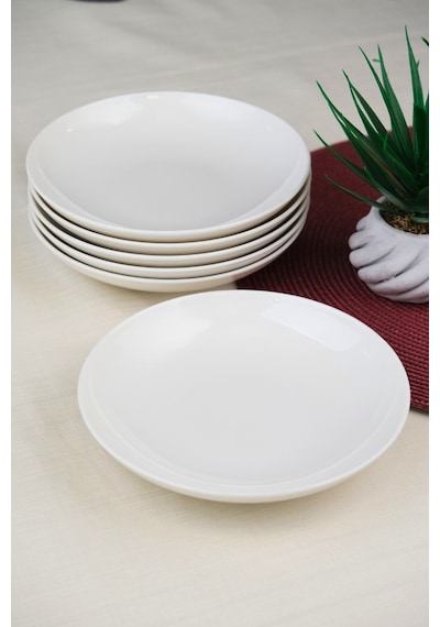 Tabak Evi Porselen Chic Çukur Tabak 19,50cm 550cc 6 Lı Krem