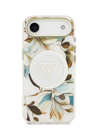 Apple Uyumlu iPhone 17 Air Kılıf Guess Lisanslı M-safeli Simli Çiçek Desenli Metal Kamera Çerçeveli Kapak Beyaz Beyaz