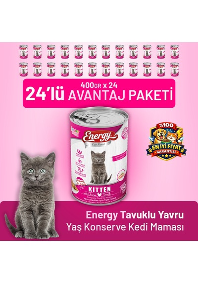 Energy Tavuklu Yavru Yaş Kedi Maması 400 G - 24 Adet