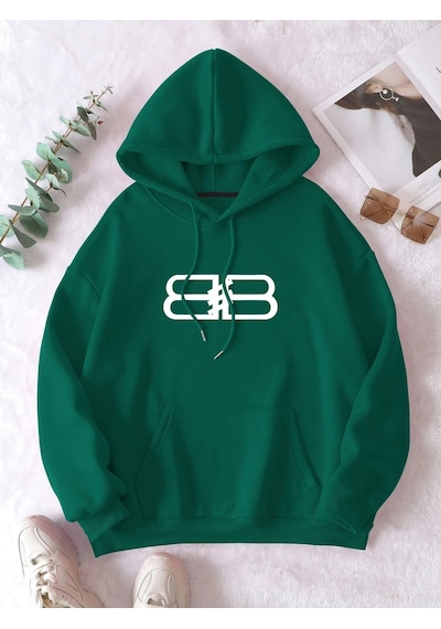 Startmore Haki Unisex Erkek/kadın Bb Renkli Özel Baskılı Oversize Kapüşonlu