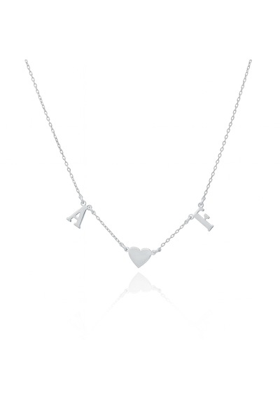 925 Ayar Gümüş İki Harf Bir Kalp Kolye 30-60 Cm Zincirli Gold Silver Rose Minimalist Tasarım Gümüş