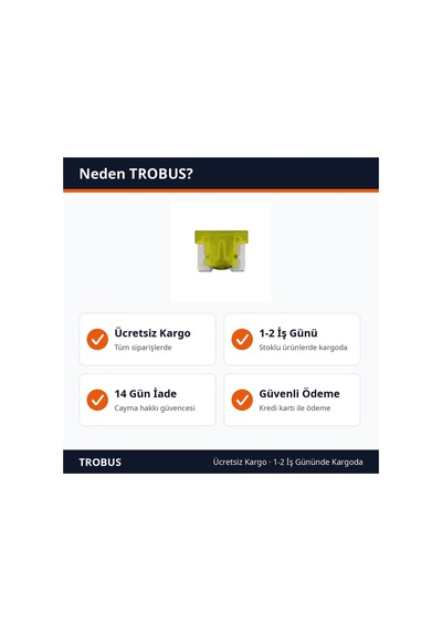Trobus Oto Sigortası Bıçak Tip Mikro Boy 20 Amper Sarı 10'lu Diğer
