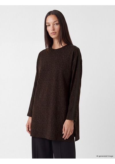 Lcw Everyday Kahverengi Leopar Desenli Soft Touch Kadın Tunik
