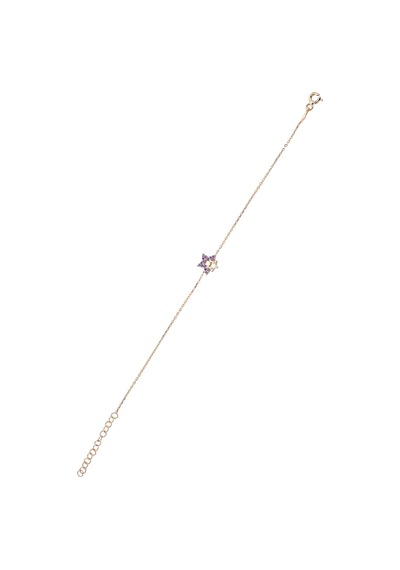 925 Ayar Gümüş Mor Taşlı Rose Yıldız Bileklik - 45100701 Rose Gold
