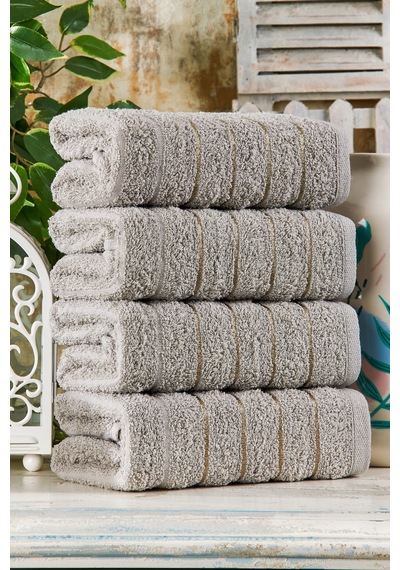 Veramoni Fluffy Havlu Seti 4'lü 50x90cm - Açık Gri