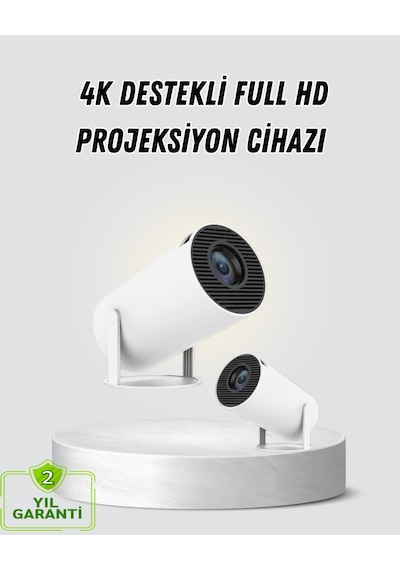Full Hd 4k Destekli Akıllı Projeksiyon 130 İnç Ekran, Uzun Ömürlü Ampul Ve Çoklu Giriş