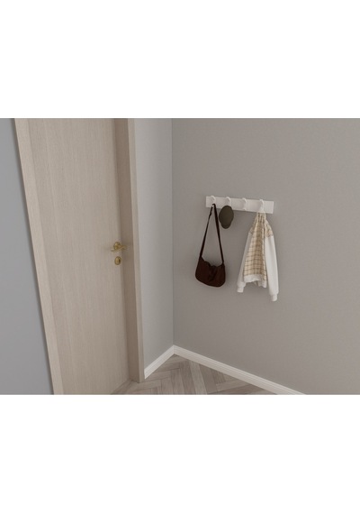 Hepsi3boyutlu Modern Duvar & Kapı Kanca Askılık - 4 Adet Beyaz Kanca Askılık - Model No : 2 Beyaz