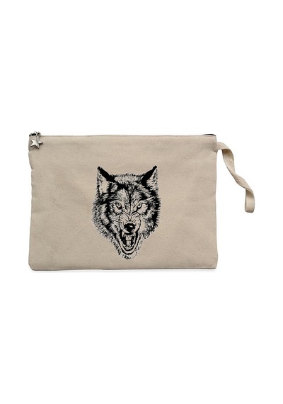 White Wolf Krem Clutch Astarlı Cüzdan / El Çantası Krem