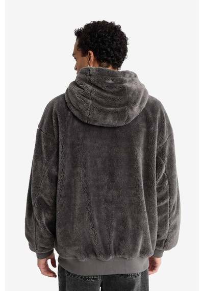 Defacto Su İtici Oversize Fit Geniş Kalıp Kapüşonlu Çift Taraflı Fermuarlı Cepli Mont F5721ax25wngr311 Gri-gr311