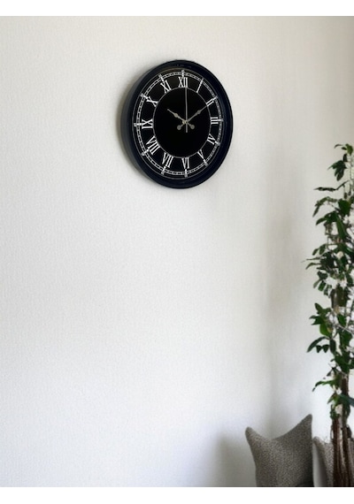 36 Cm Modern Siyah Duvar Saati Çok Renkli